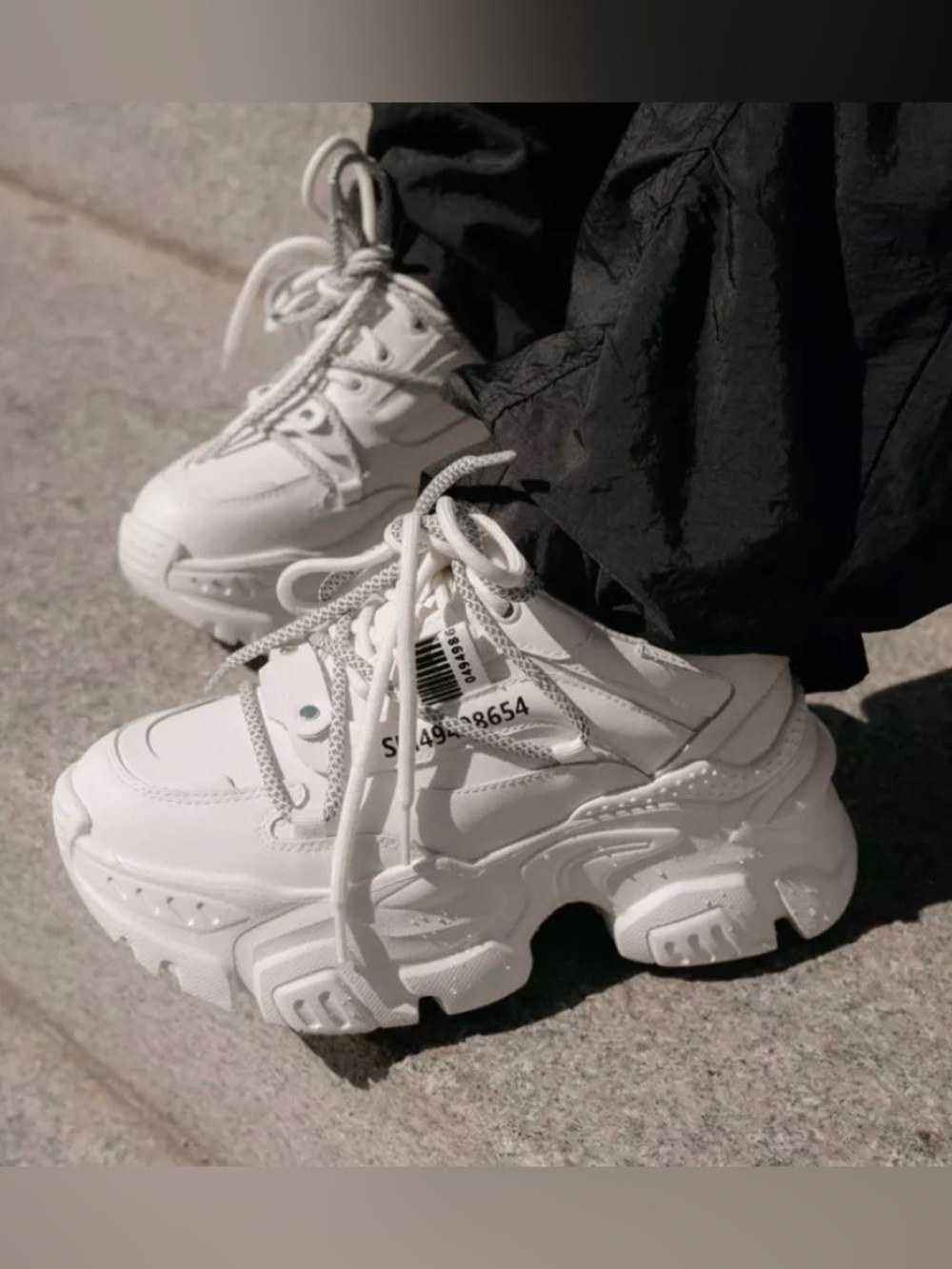 Steve Madden White Leather Troy Platform Sneakers